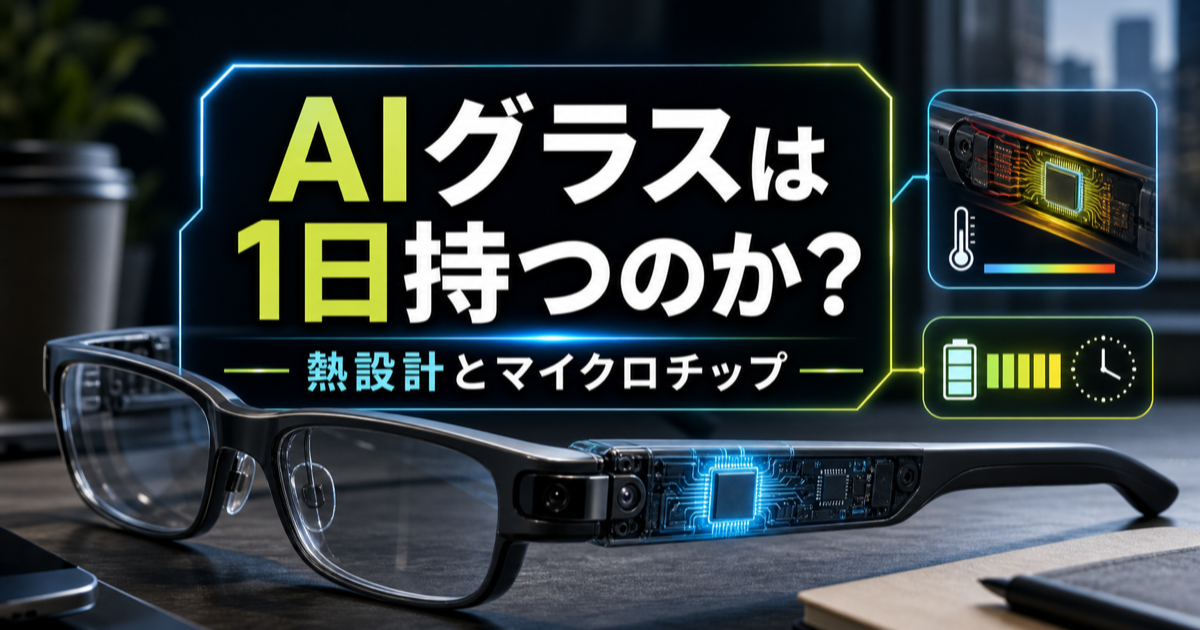 AIスマートグラスはマイクロチップの熱設計で1日持つのかのアイキャッチ画像