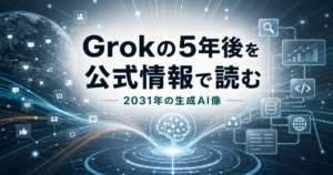 Grokの5年後をxAI公式情報から読む記事のアイキャッチ