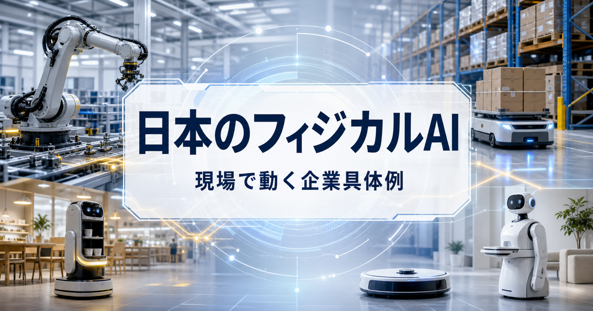 フィジカルAIを実装する日本企業の具体例を示すアイキャッチ画像