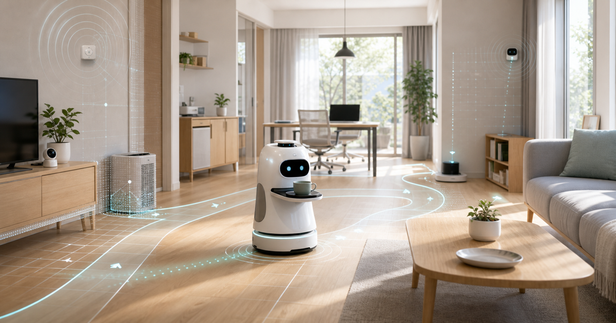 フィジカルAIが生活空間のロボットに広がるイメージ