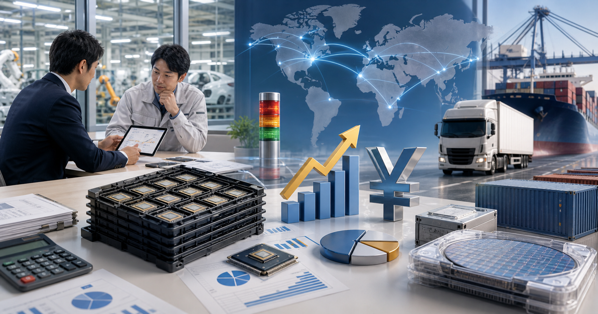 車載マイクロチップの国内調達コストと供給計画を検討するイメージ