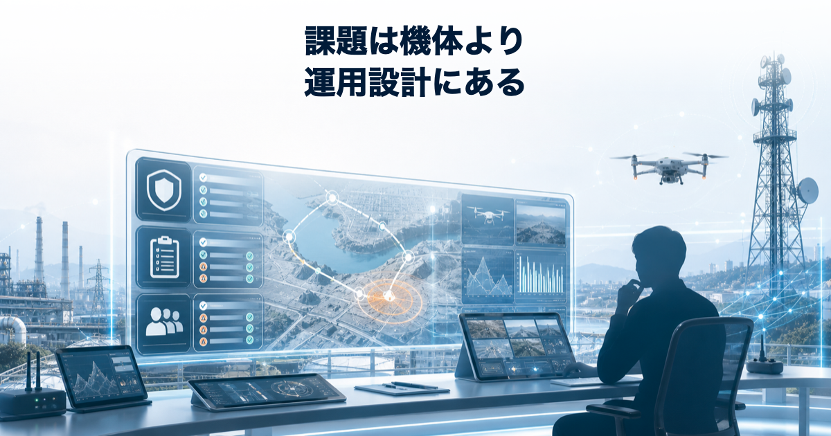 ドローン運用で安全、責任、通信を設計する管制画面のイメージ