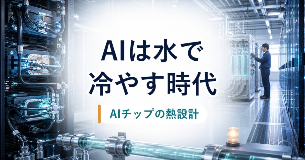 AIチップを水で冷やす時代を示す液冷データセンターのアイキャッチ