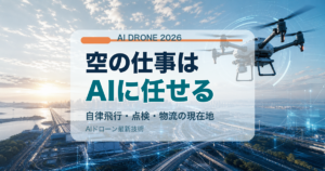 空の仕事はAIに任せるというコピーでAIドローン最新技術を伝えるアイキャッチ画像