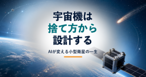 地球を周回する小型衛星と、捨て方から考える小型衛星というコピーを組み合わせたアイキャッチ画像