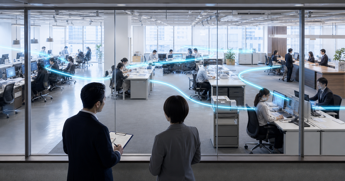 AIエージェントの複数の業務操作を監視する企業オペレーションルームの写真調画像