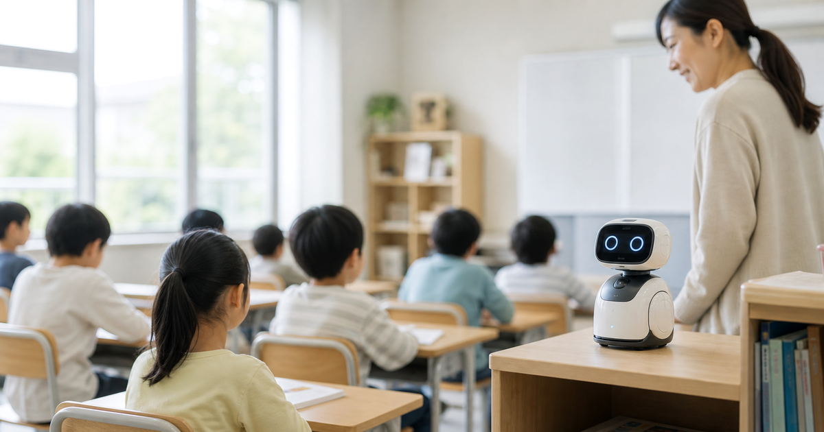 教育用ロボットが学習の場に入る未来の教室