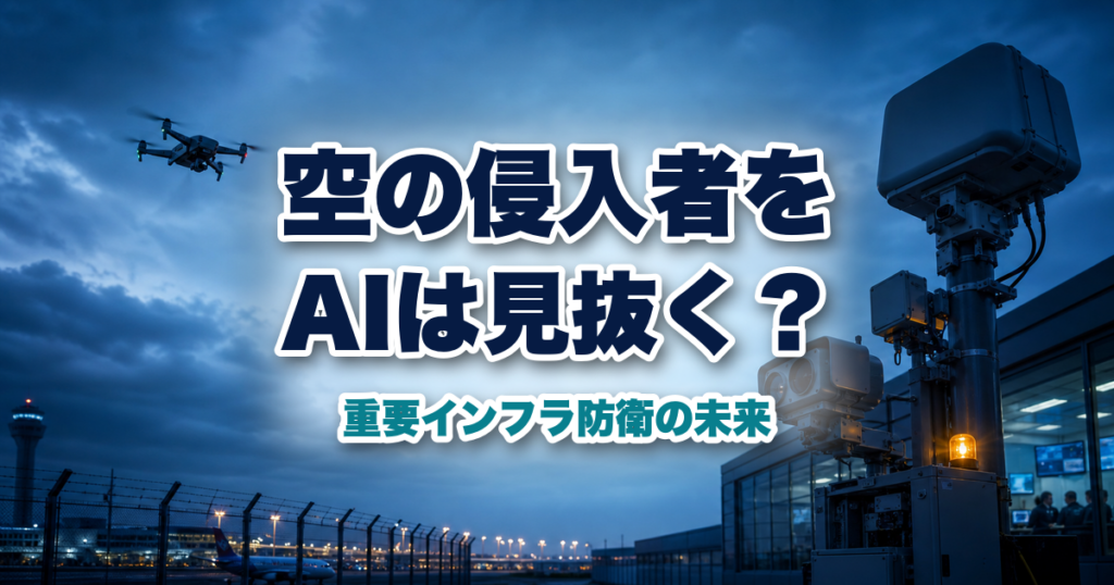 重要インフラへ近づく小型ドローンと複数の検知センサー