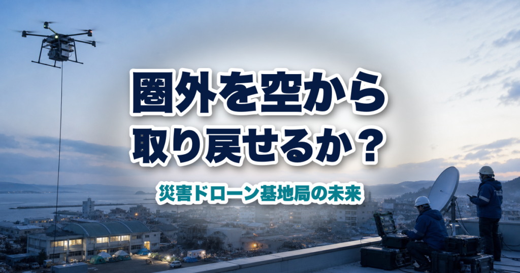 被災した沿岸都市で通信を中継する有線給電ドローン