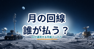 月面通信インフラとAI運用の費用負担を示すアイキャッチ