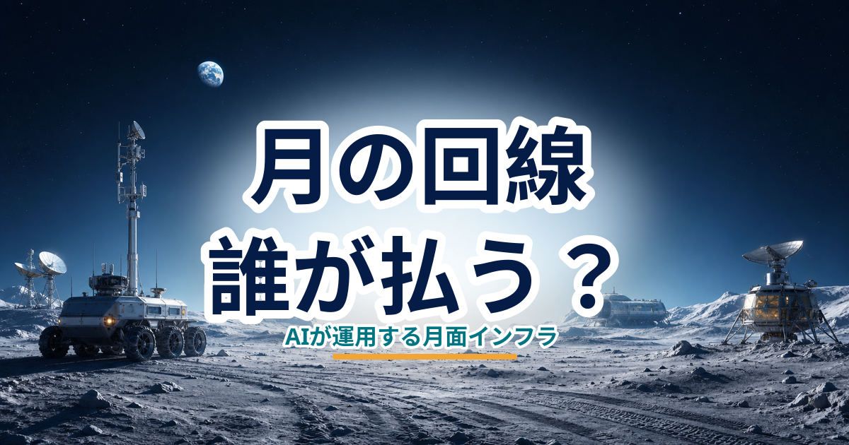 月面通信インフラとAI運用の費用負担を示すアイキャッチ
