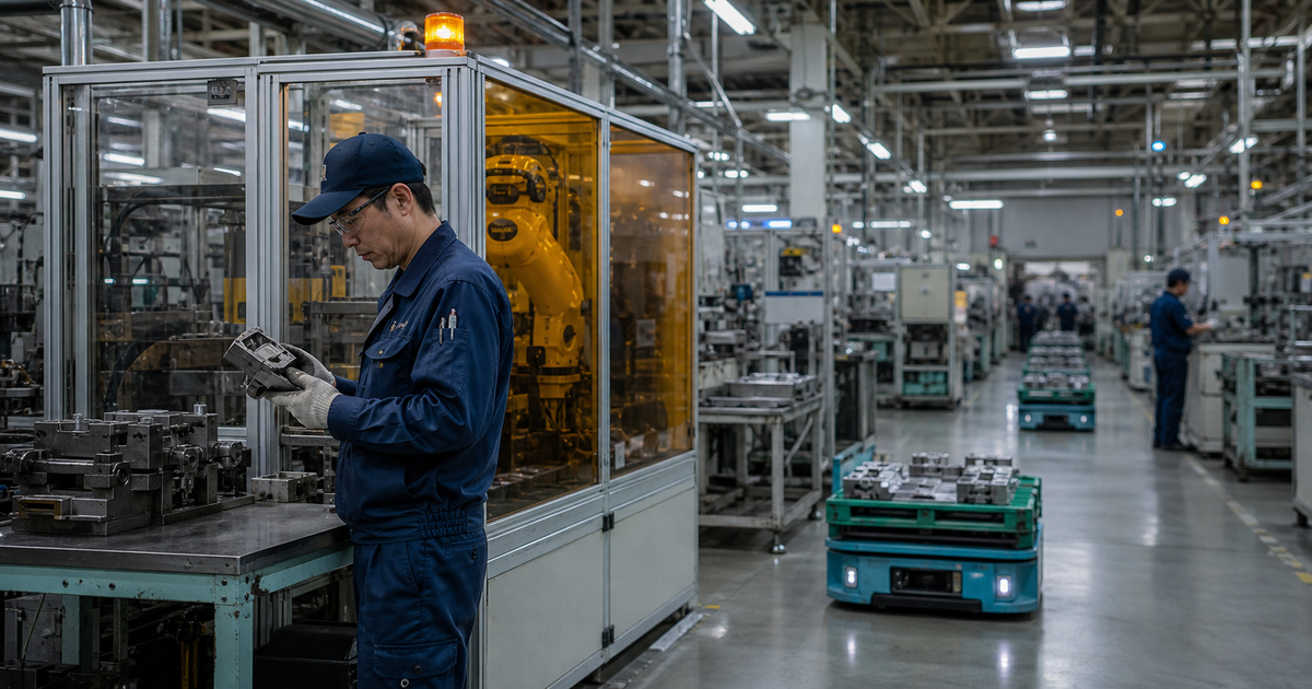 停止した設備を点検しながら搬送ロボットを迂回させる工場