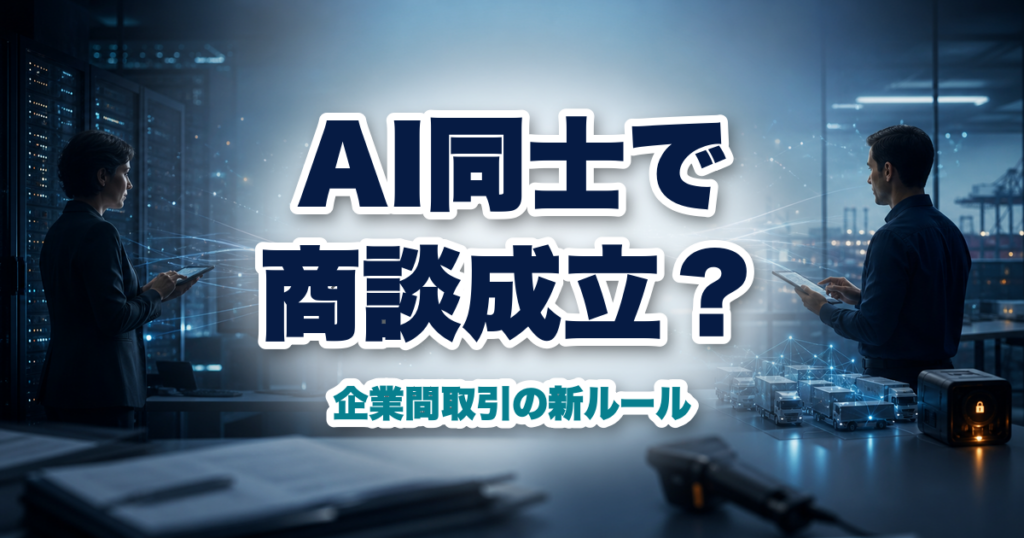 企業をまたぐAIエージェント商談を見守る購買担当者と供給担当者