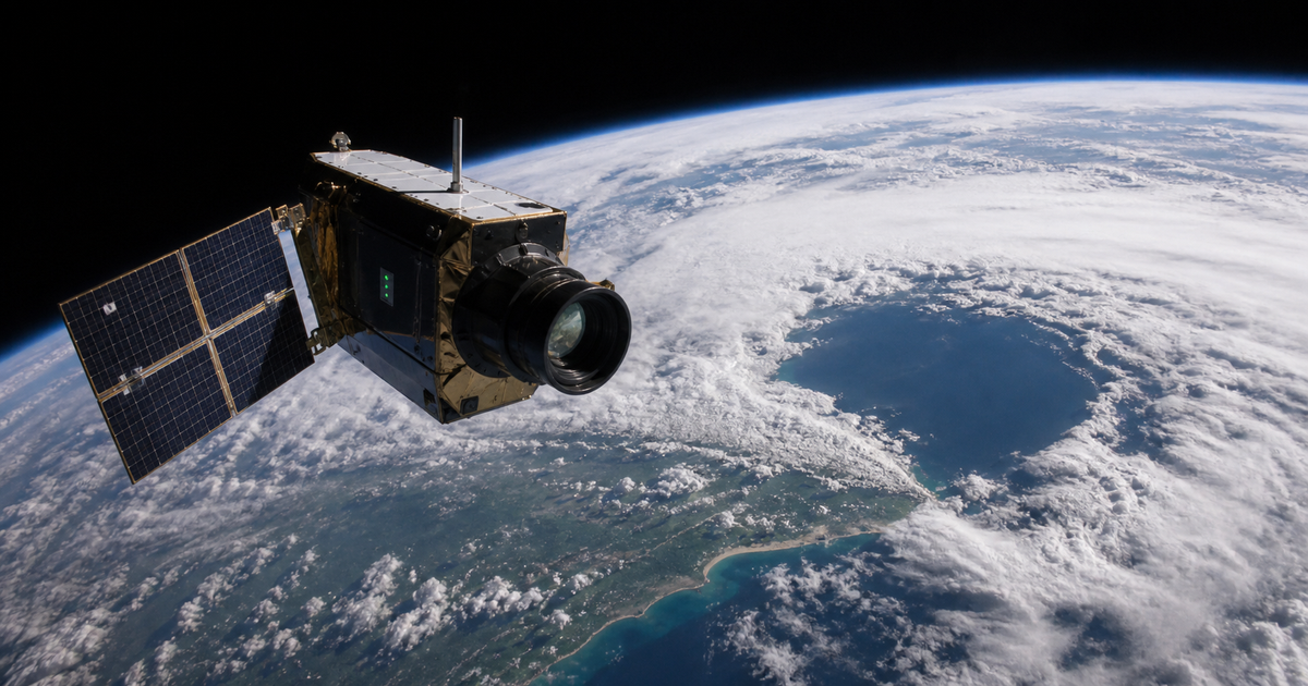 雲と海岸を観測する地球観測衛星